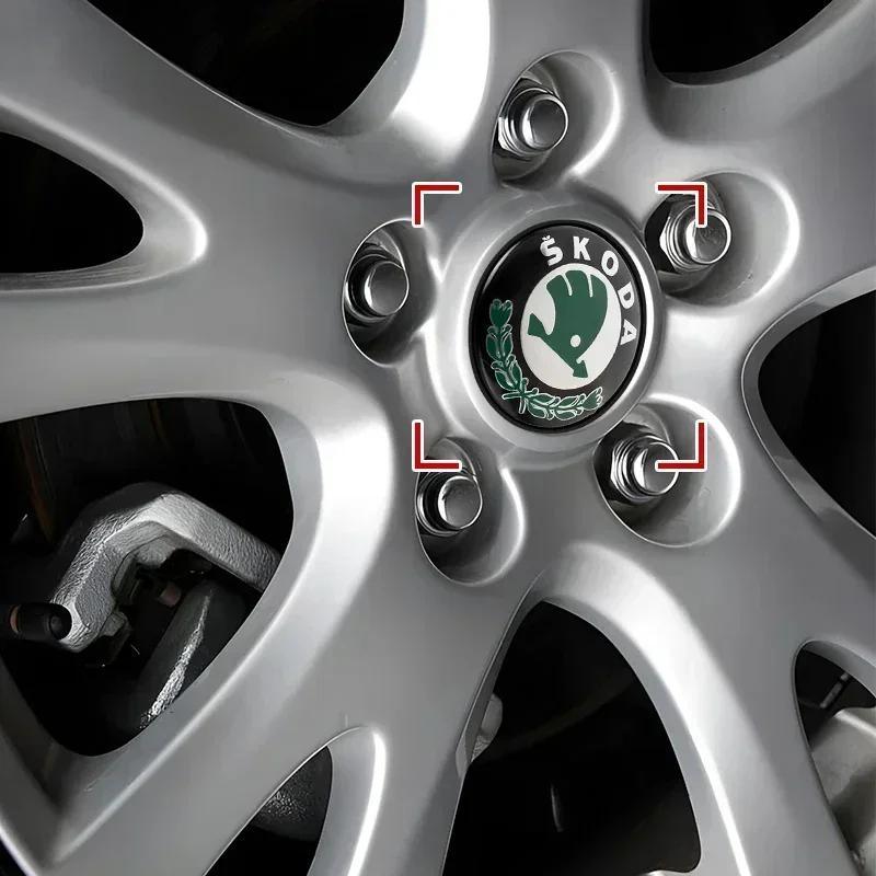 AAAAO1 4Pcs Car Styling Auto Wheel Hub Center Caps Rim Cover Badge Emblem For Skoda Octavia MK2 MK3 A7 Karoq Kodiaq Superb Rapid Fabia