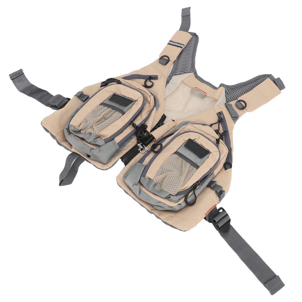 Fly Fishing Vest Multi Pocket Comfortable Breathable Adjustable Portable Reflective Stripes Fishing