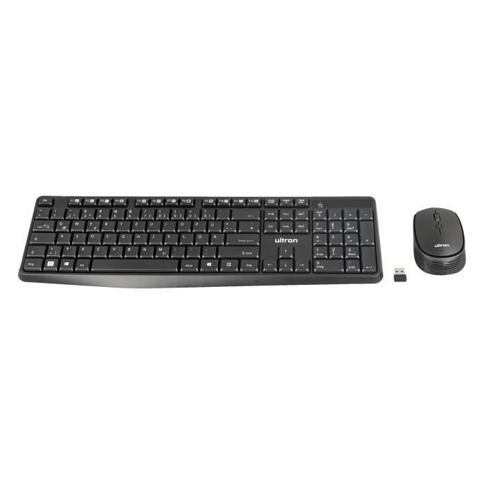Clavier et souris sans fil - ULTRON - UMC300 - Noir - Allemand - 12 touches multimédias
