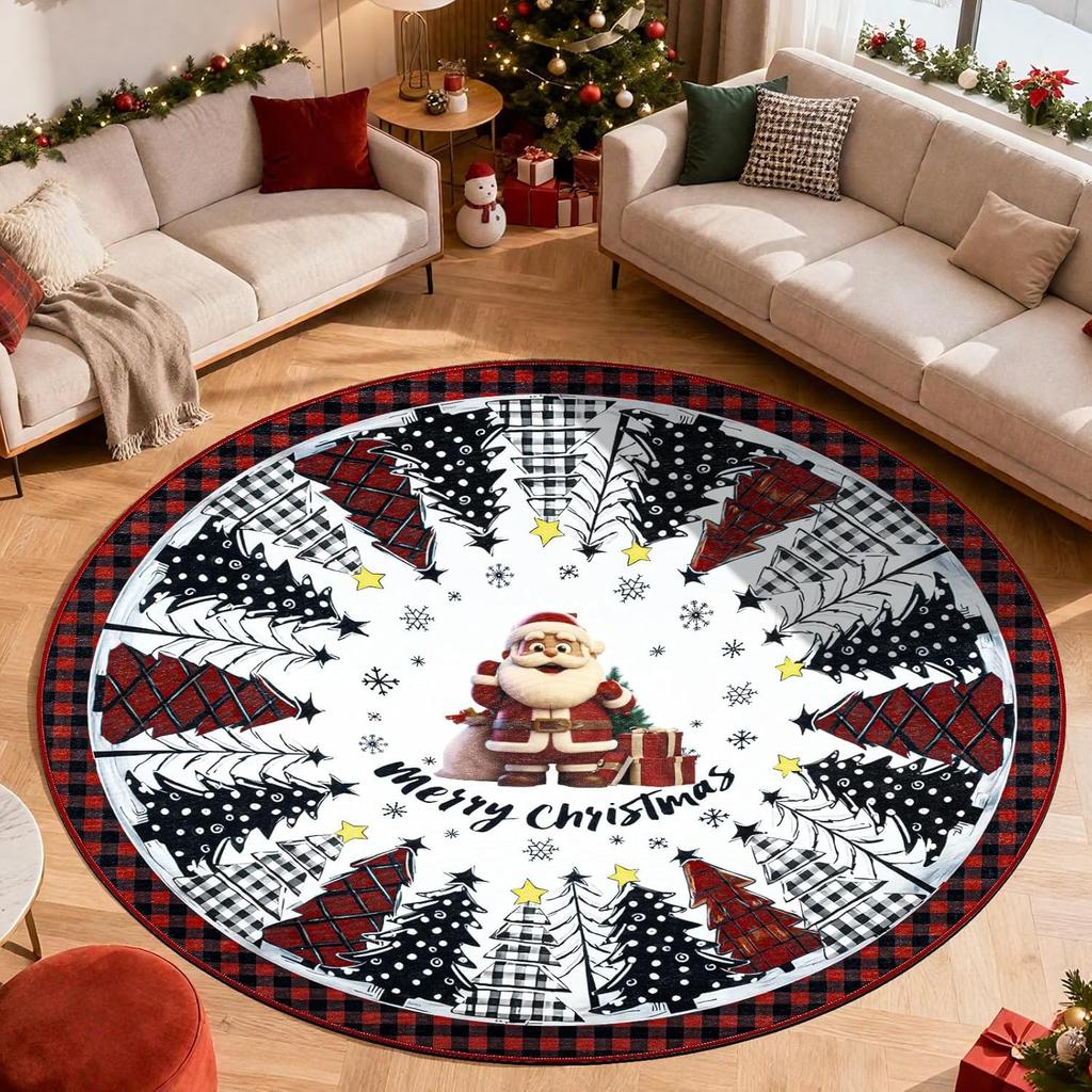 Kids Room Round Rug Non-Slip Carpet Floor Mat Area Rug Solar System Planet Design for Living Room Bedroom Playroom Minimalist