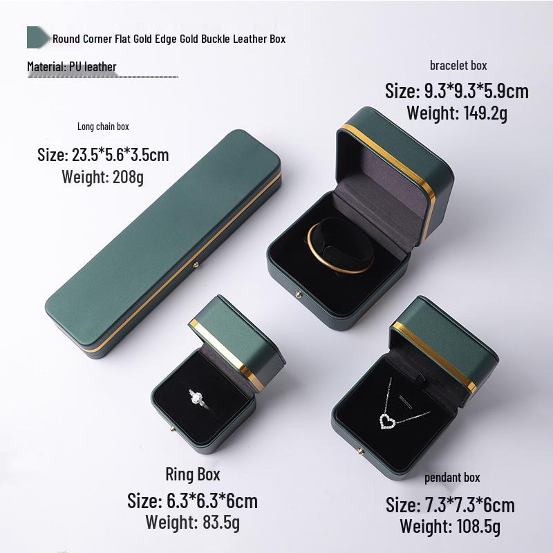 

Элегантная шкатулка для украшений из ПУ кожи с золотой застежкой - дизайн с закругленными углами для колец, брошей, подвесок, браслетов и цепочек.
