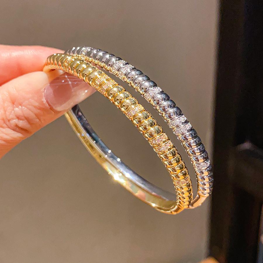 Modern Copper Bangle With 18k Gold Plating And Geometric Design For Women