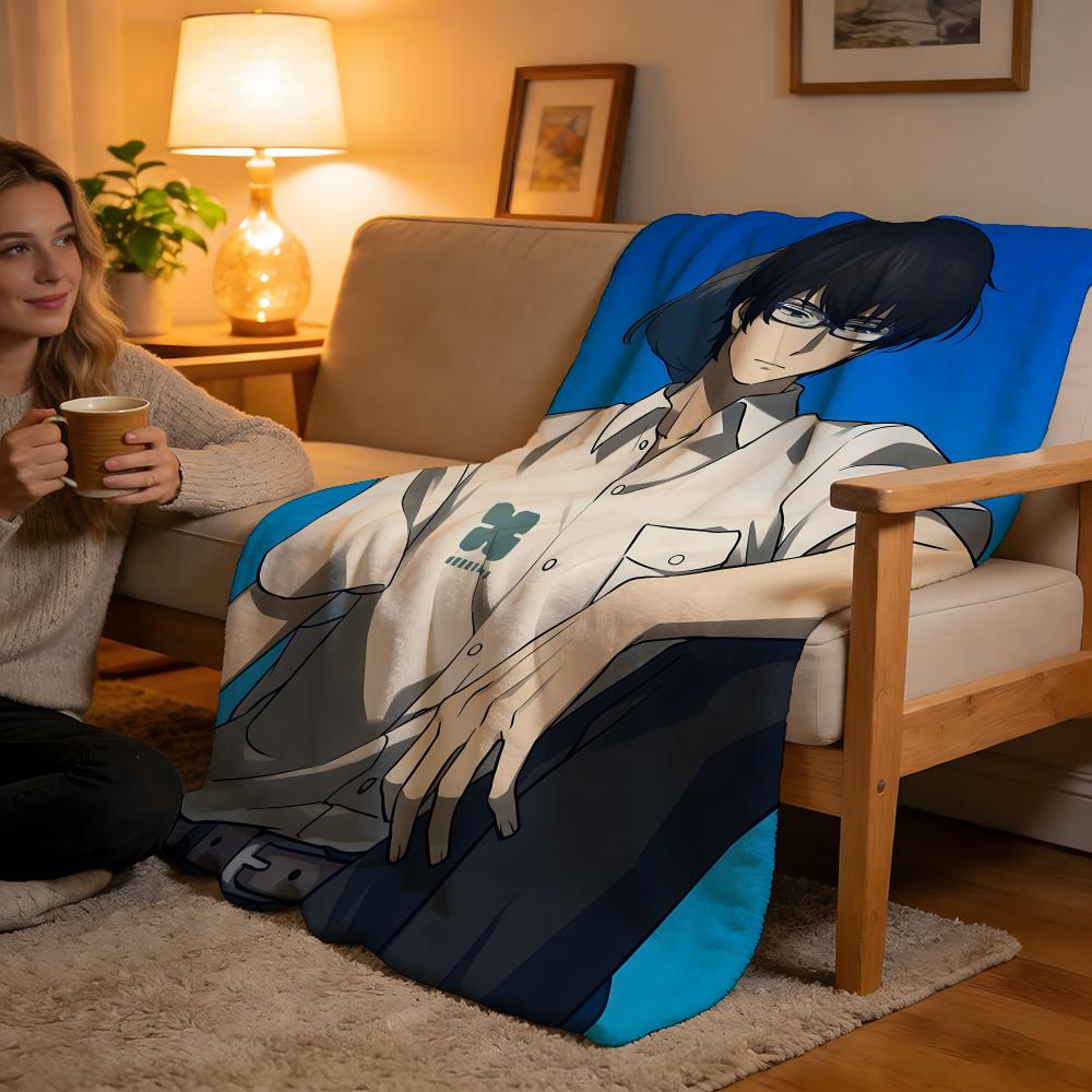 Throw High-Density Short Plush Blanket For Sofa Nap Air-Conditioned Room Soft Skin-Friendly Zankyou No Terror Anime