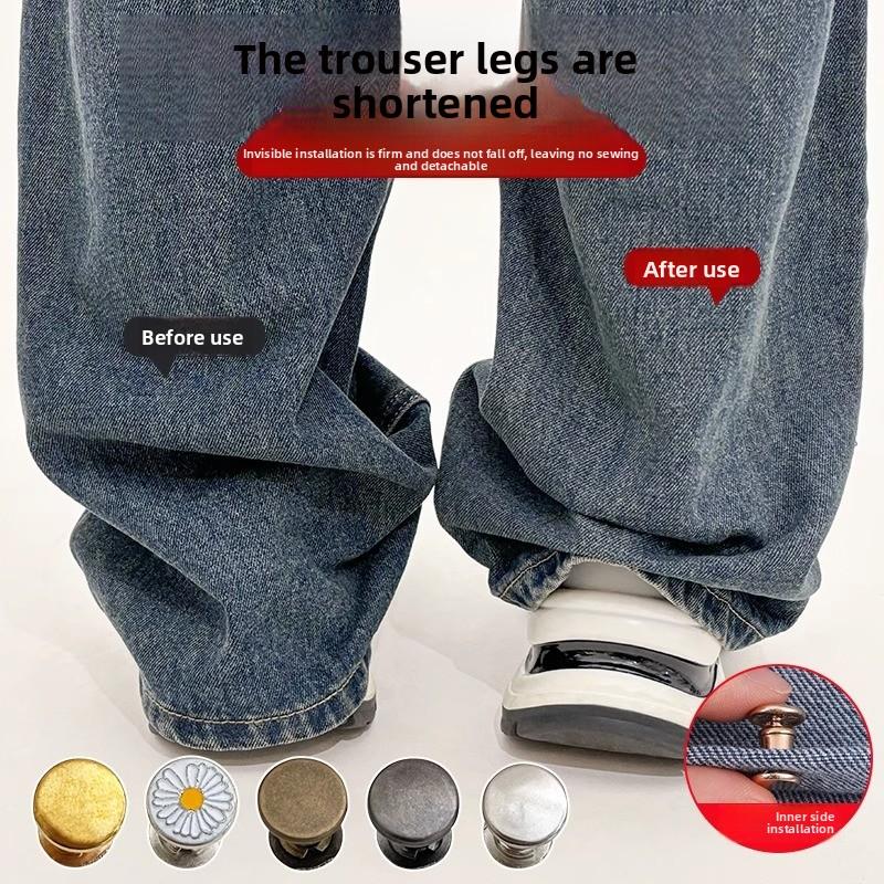 1 Pair Invisible Trouser Leg Shortening Artifact Trouser Leg Anti-drag Adjustment Buckle No-seam Closing Fixed Clip Edge Buckle