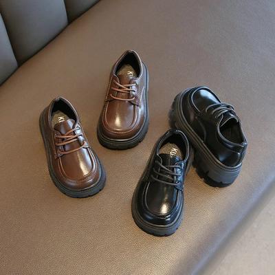 Scarpe da Ragazzo in Pelle per Matrimonio Scarpe Casual Nere Moda Classica Lacci Fondo Spesso Mocassini da Ragazza Scarpe Scolastiche per Bambini Morbide