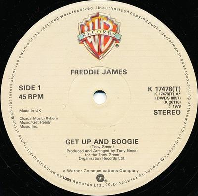 12inch Record FREDDIE JAMES - Get Up And Boogie K17478T Warner Bros. Re 1979 UK Soul/Funk Used