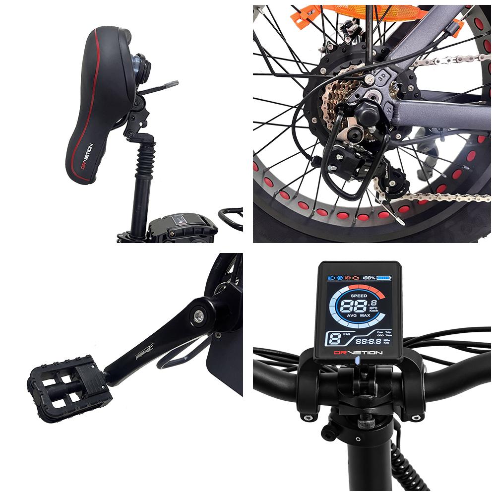 Drvetion AT20 750W Faltbares Elektrofahrrad mit Gepäckträger hinten, 48V10/15/20Ah, Hydraulische Scheibenbremsen, IP65, Doppelte Federung, Pendler- & Outdoor-E-Bike