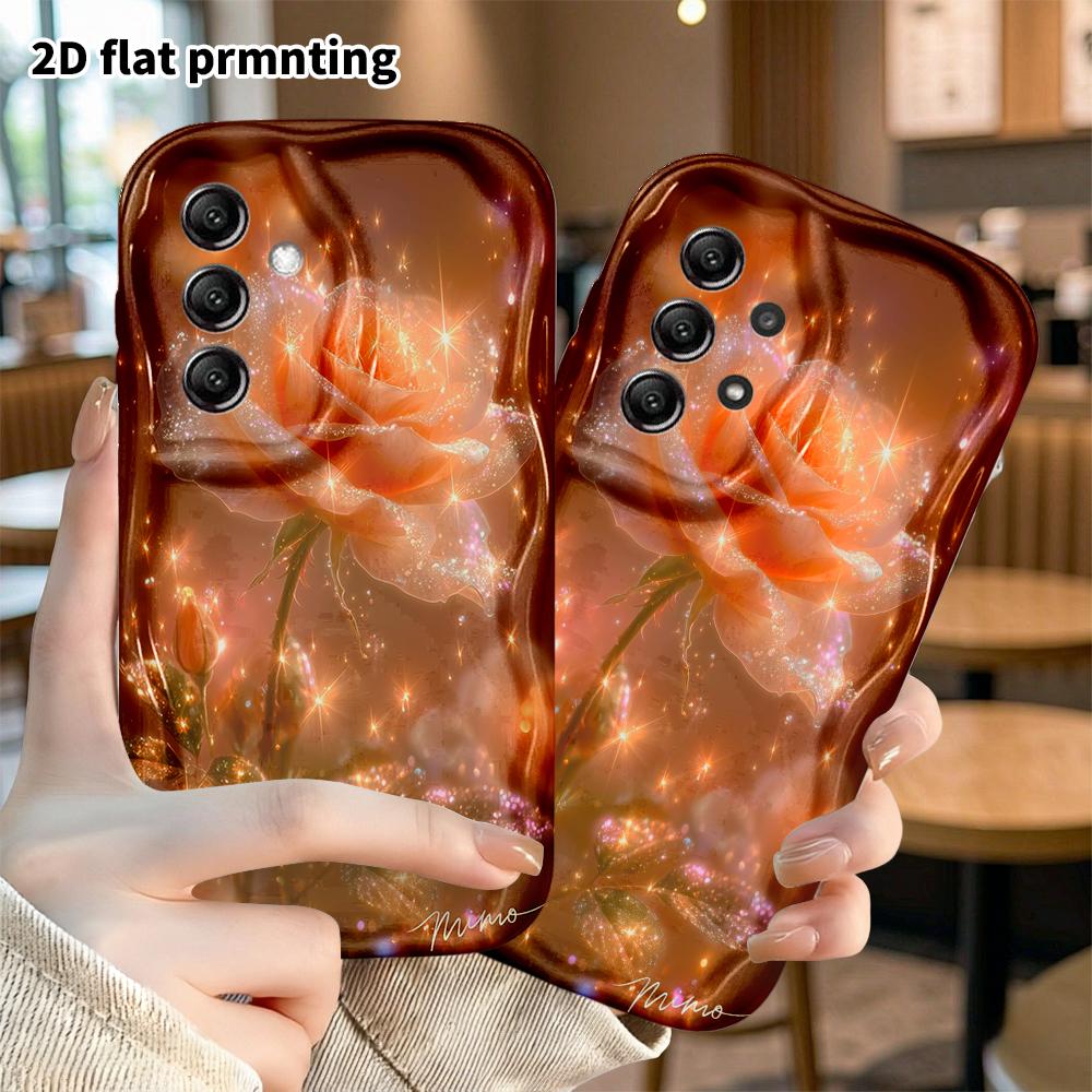 Phone Case: 2D Flat Samsung Galaxy A34 A35 S20 S22 S21 FE Plus Ultra Protective Case, Starlight Peach Rose, Christmas and Halloween Holiday Gift