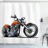 Motorcycle Shower Curtain Horsepower Adventurous Journey Freedom Ride Masculine Vehicle Bathroom Curtains Decor Set With Hooks