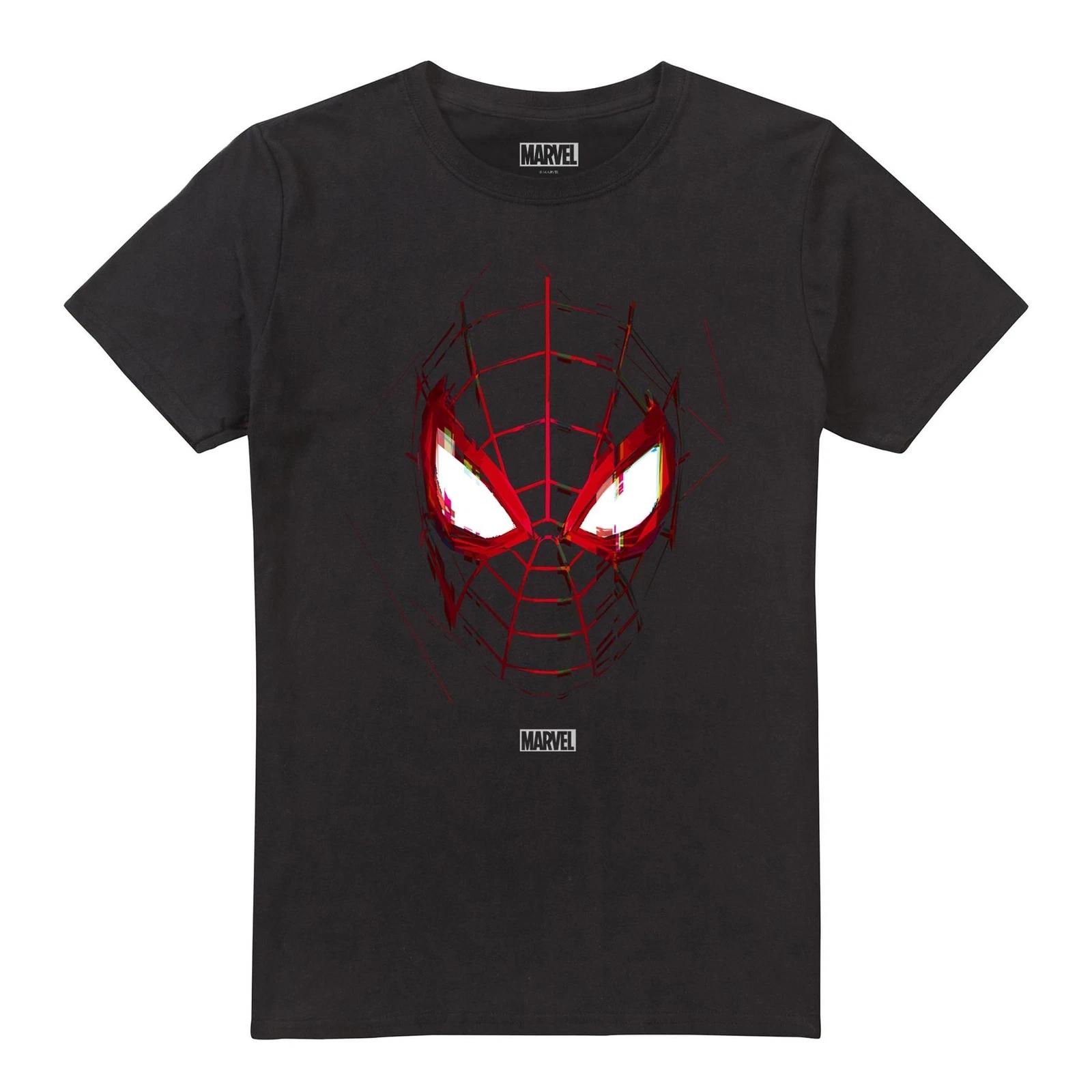 Marvel Mens 100% Cotton T-shirt Mens Tees Top Spiderman Miles Morales Glitched Top Tee S-2XL Official XL