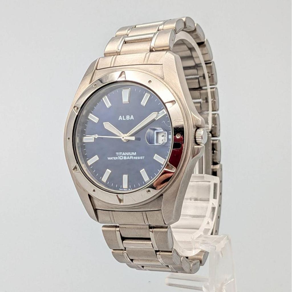 Used [RareNew Battery] Vintage Seiko ALBA Titanium Blue Dial 10BAR