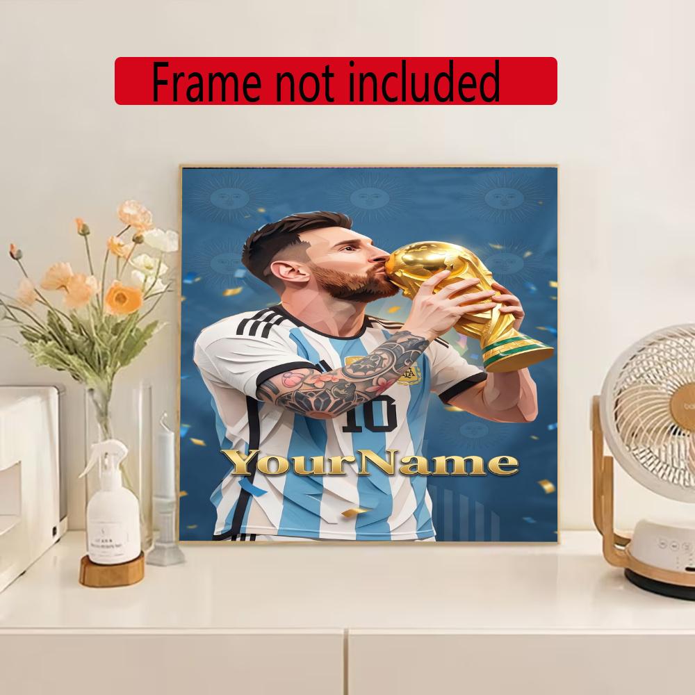 Messi Customize Your Name Diamond Painting Round Diamond Diy Frameless Holiday Artwork Suitable For Home Office Wall Decoration
