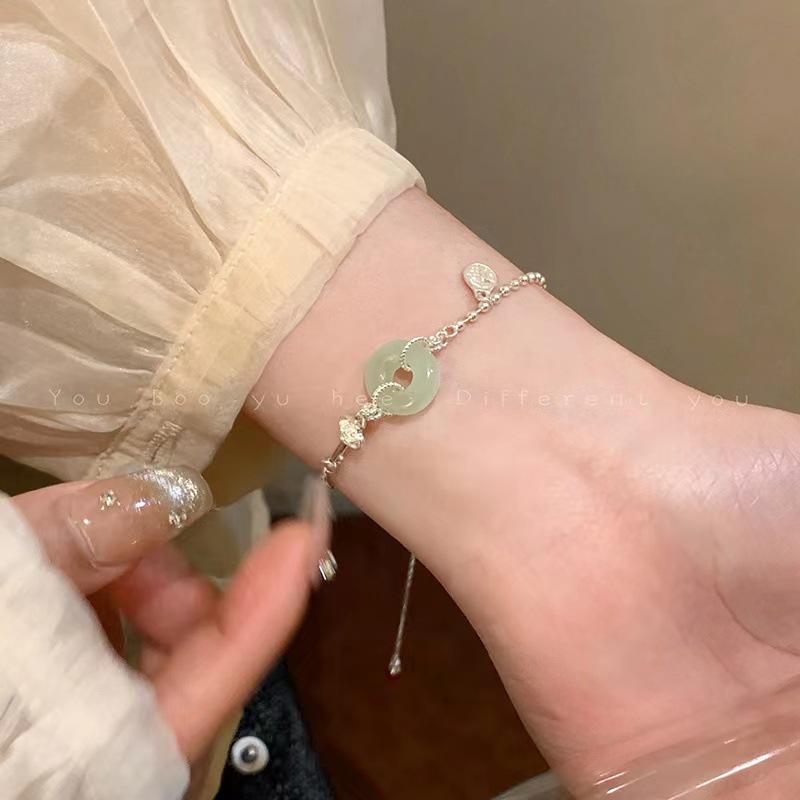 Ruyi Peace Buckle Hetian Jade Bracelet 2024: Elegant Chinese-Style Luck-Turning Bead Bracelet