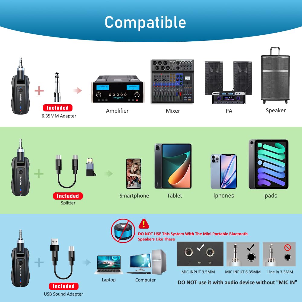 KIMAFUN 2.4G Wireless Fitness Headset Microphone, IP67 Waterproof & Dustproof, Compatible with Two People Simultaneously, Plug & Play, Instant