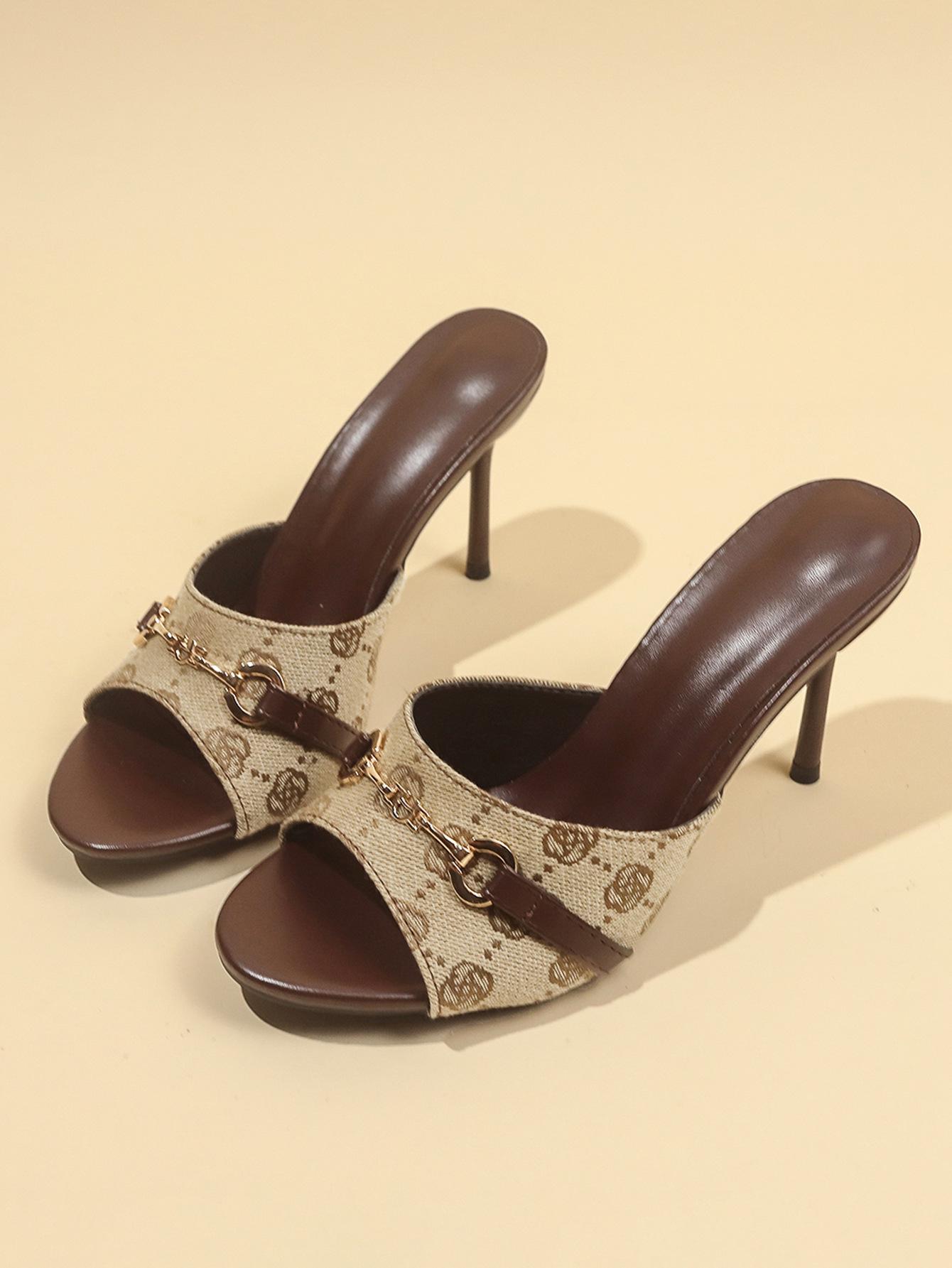 

Південно-Східна Азія літо нові босоніжки на високих підборах повсякденні універсальні для відпустки взуття леопардового принта з відкритим носком носити риб ячий рот танкетка 42 хакі