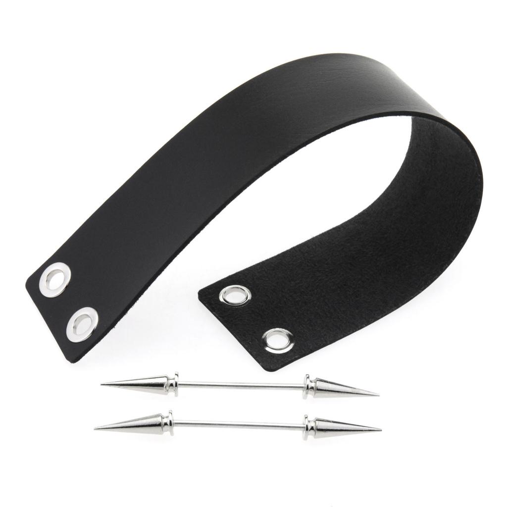 Alloy Spike Leather Choker, Rock Punk Harajuku Spiked Clavicle Necklace