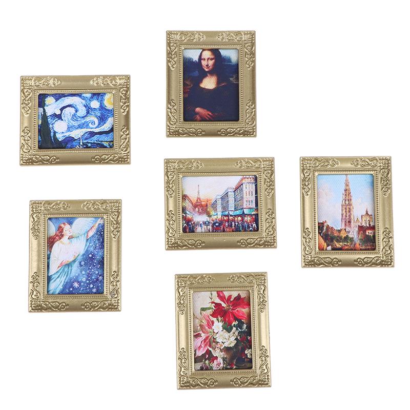 1:12 Dollhouse Miniature Frame Oil Painting Diy Doll House Accessories Decor
