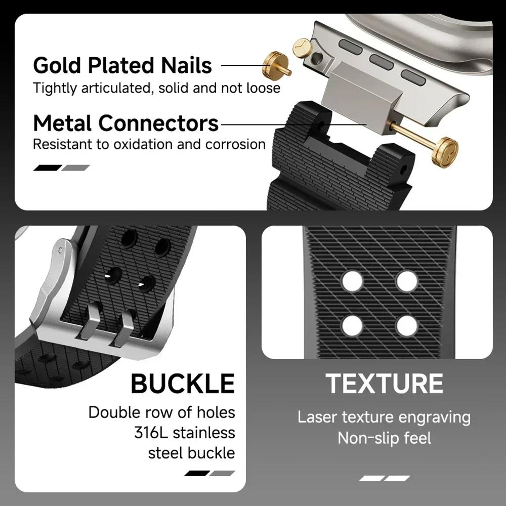 Silicone Watch Strap for Apple Watch Ultra 2 Band 49mm Sport Bracelet for Iwatch 10 46mm 9 8 7 6 Se 5 44mm 45mm Correa Wristband