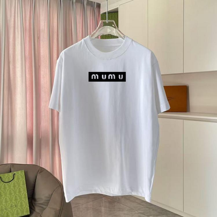 25 år Ny Miu Kortarmet T-skjorte Ren Bomull Trykt Bokstavlogo Løs Rund Hals Herre- og Damemote Merke