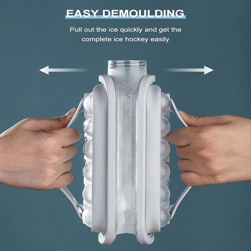 Ice Cube Tray 2-In-1 Portable Puck Making Water Bottle 17-Grid Silicone Ice Mold Folding Ice Cube Maker Home Kitchen Bar Gadgets