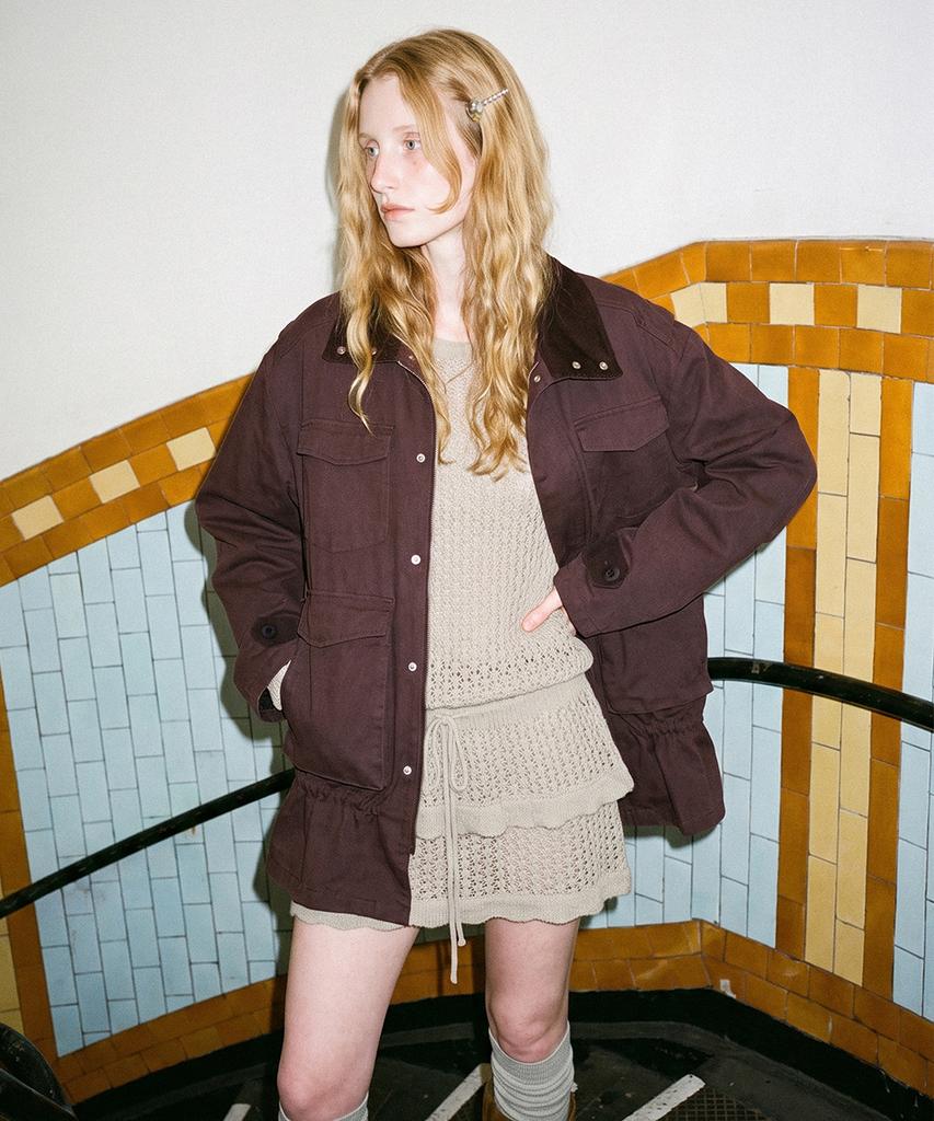 SINOON Openwork Knit Pullover (Beige)