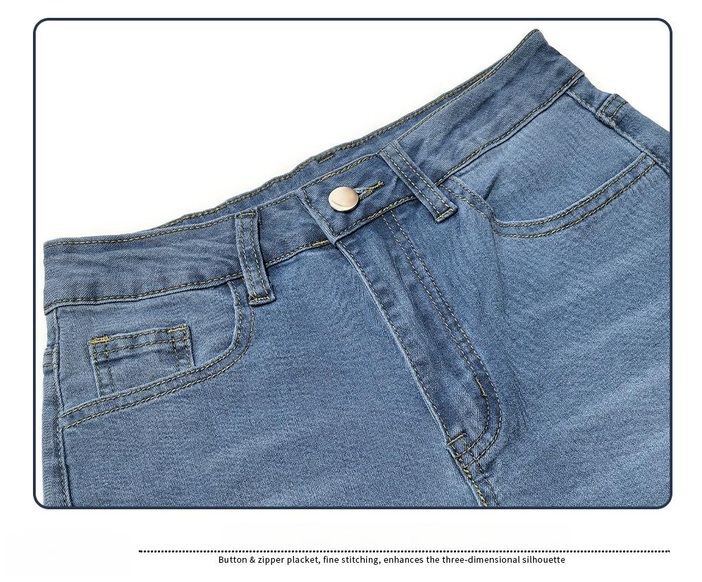 Frühling und Sommer Neuer Stil Vintage gewaschen Weitbein Locker Skinny und Hochsitzende Denim-Hose für Damen