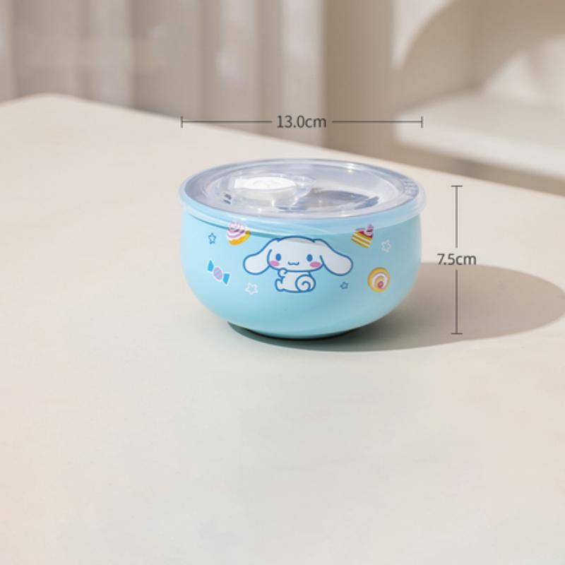 For Sanrio Kawaii Hello Kitty Kuromi Rice Bowl Soup Bowl Kids 316 Steel Bowl Double-layer Heat Insulation&Anti-scald Tableware