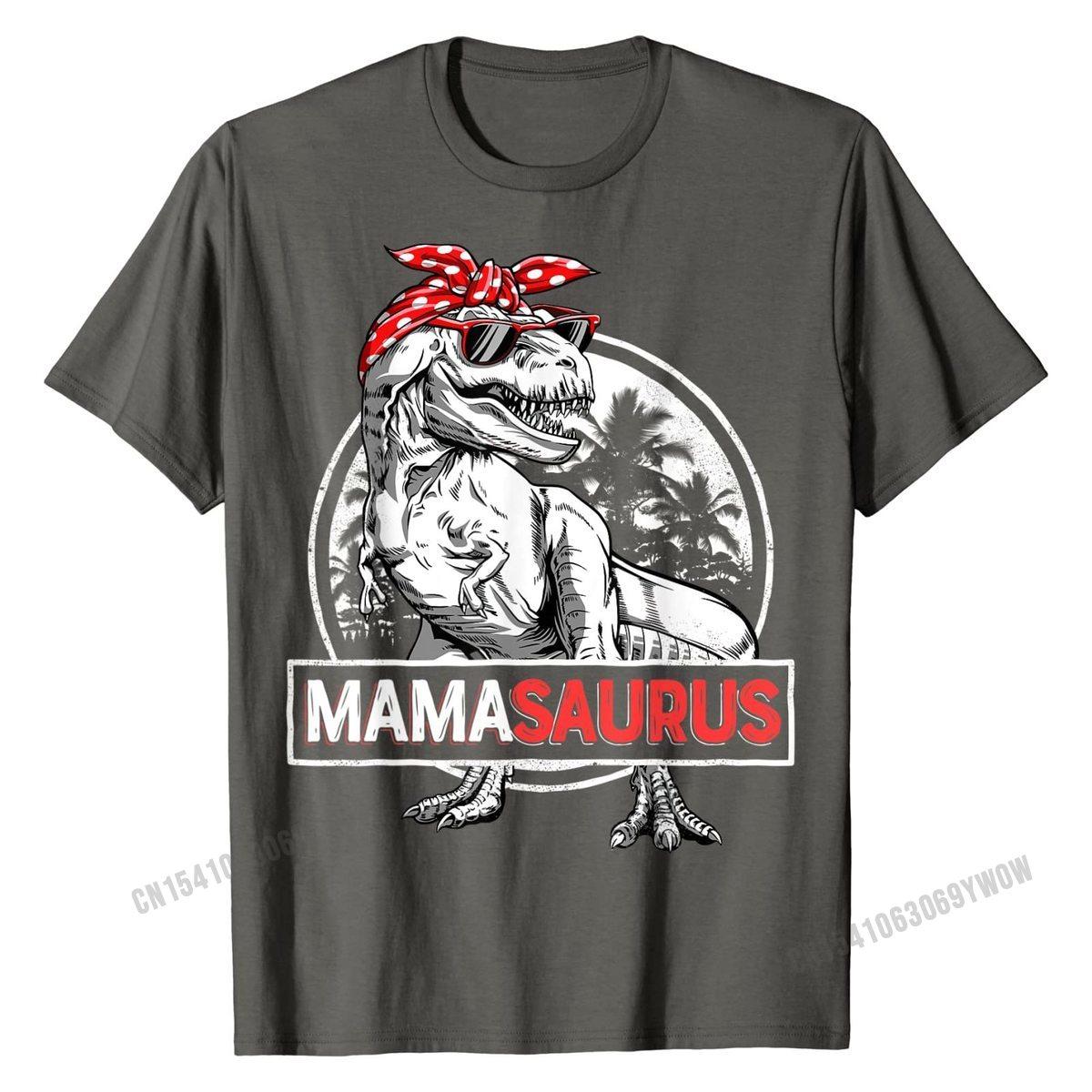 Mamasaurus T rex Dinosaur Funny Mama Saurus Семейные одинаковые футболки Футболки Топы Рубашка большого размера из хлопка Дизайн Индивидуальный унисекс L