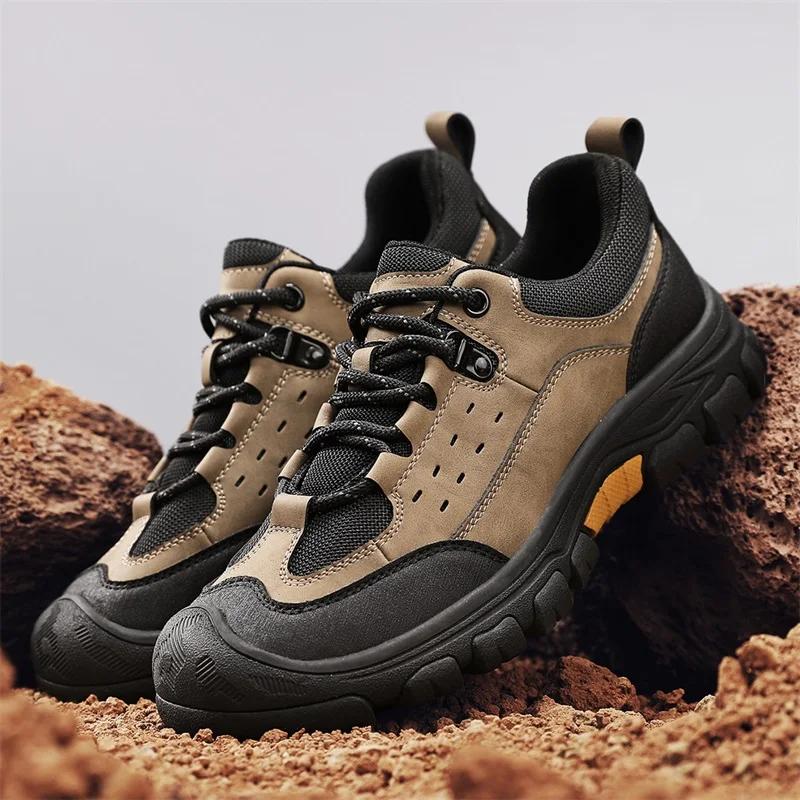 Autumn Men's Outdoor Comfortable Soft Bottom Anti Slip Waterproof Mountaineering Fashion Strap Up Men's Sports and Leisure Shoes