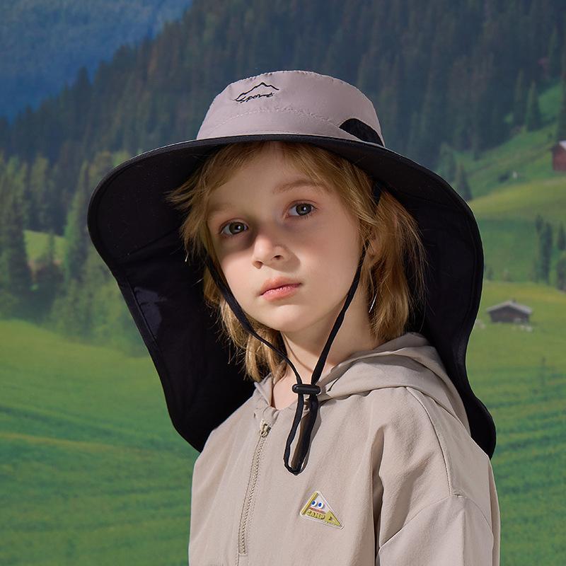 

Children s hat summer outdoor visor big brim shawl neck protector bucket hat quick drying breathable boy sunscreen hat