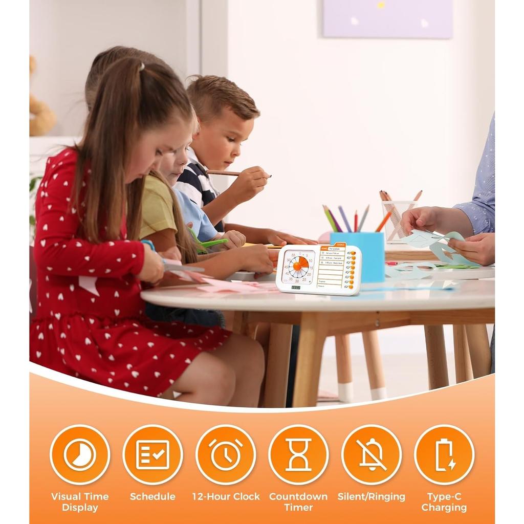 Timer Visivo 3-in-1 per ADHD per Bambini e Adulti con Bacheca di Pianificazione, Timer per Attività, Tabella delle Faccende e Planner Visivo dell'Orario, Strumenti per Autismo e ADHD l