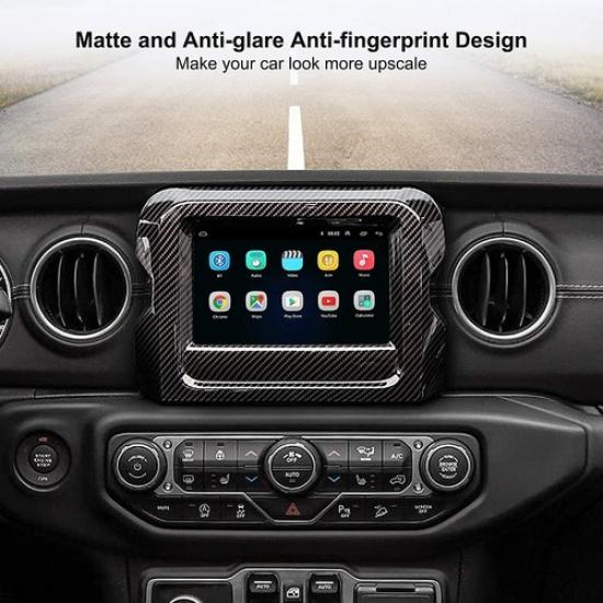 7" Carbon Fiber Dash GPS Navigation Panel Frame Cover For Jeep Wrangler JL JT