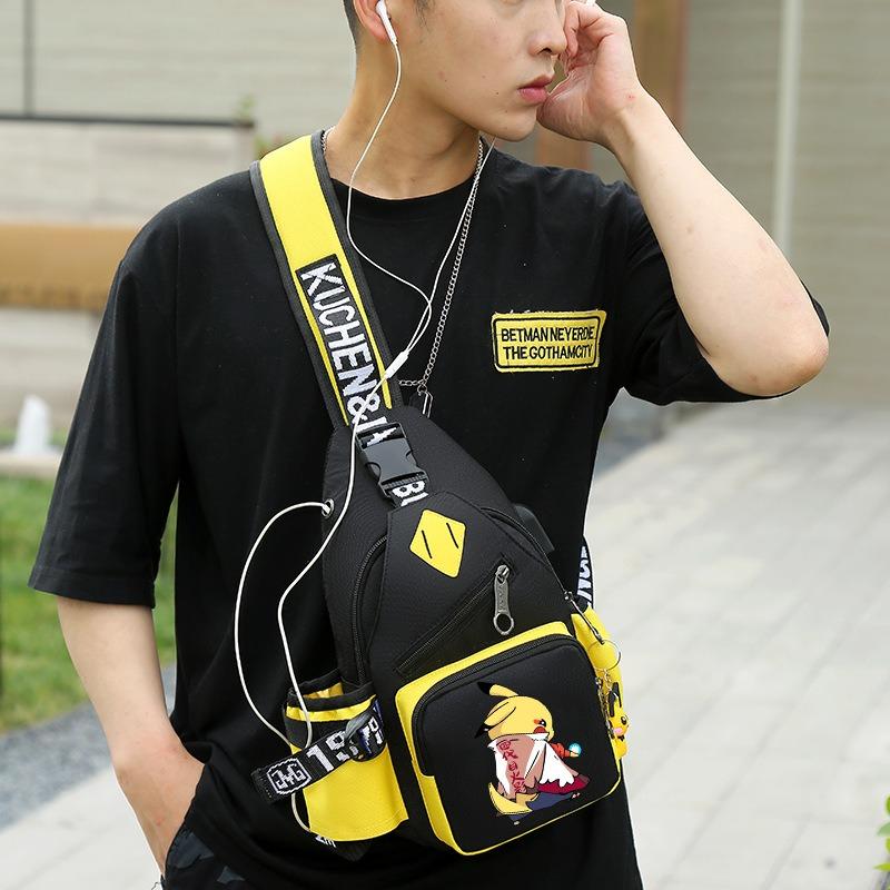 Men's Breast Bag Cartoon Animation Joint Casual Messenger Korean Version Fashion Trend Cross Bag Outdoor Shoulder Bag Small Backpack