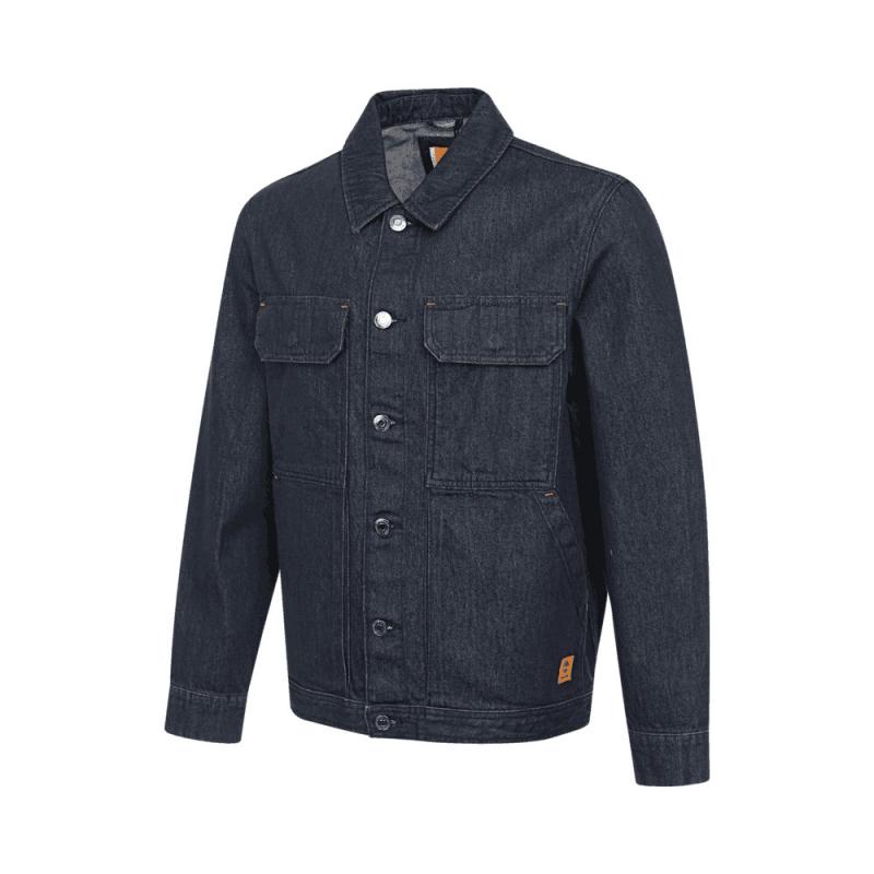 Timberland Single Button Comfortable Turn-Down Collar Long Sleeve Denim Jacket Men Jackets Navy-Blue A4285-H87