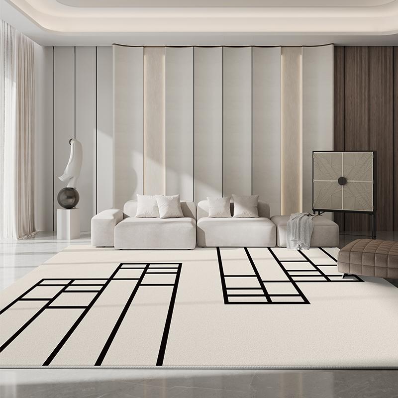 Minimalist Living Room Decoration Black White Carpet Large Area Bedside Rug Fluffy Soft Plush Floor Mat Luxury Rugs for Bedroom