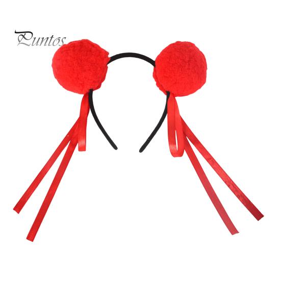 

Повязка на голову из шерстяного шарика с красной лентой, повязка на голову с дизайном «пучок», повязка на голову для взрослых и детей, аксессуары для волос красный