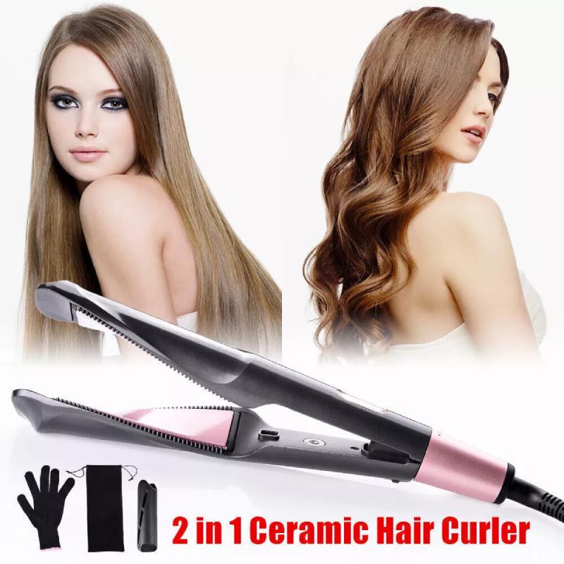 In 2 1 Electric Professional Heat Hair Straightener Curler Curl Tool Styling