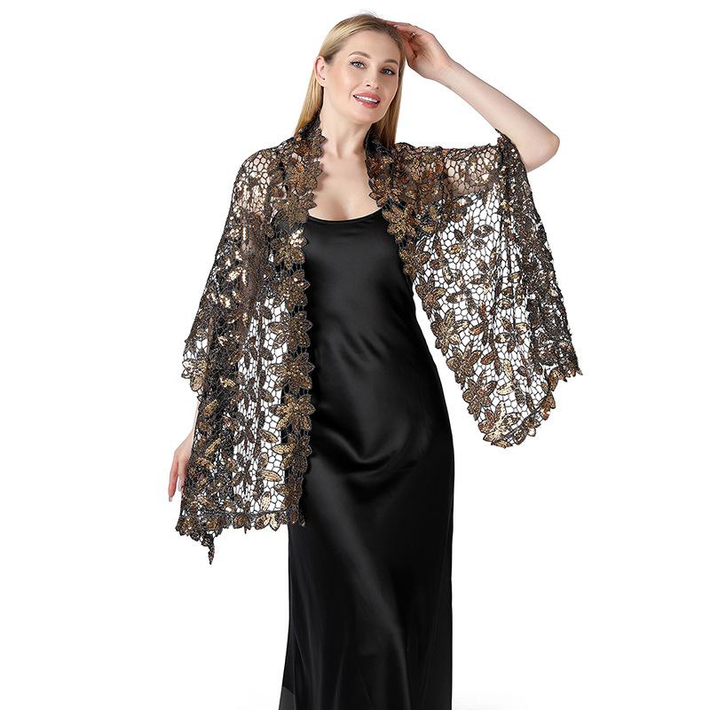 Shiny Sequin Tassel Shawl Wrap Dinner Party Shawl Wedding Bride Shawl Evening Dress Scarf