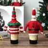 1Set Knitted Clothing Sweet Bottle Decoration Ambience Decoration Acrylic Christmas Red Striped Pattern Champagne Protector