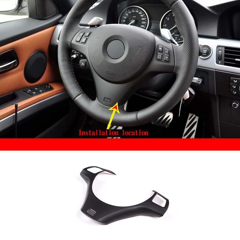 For BMW 3 Series E90 E91 E92 ABS Matt black Car Steering Wheel Button Frame Cover Trims Stickers Auto Accessories