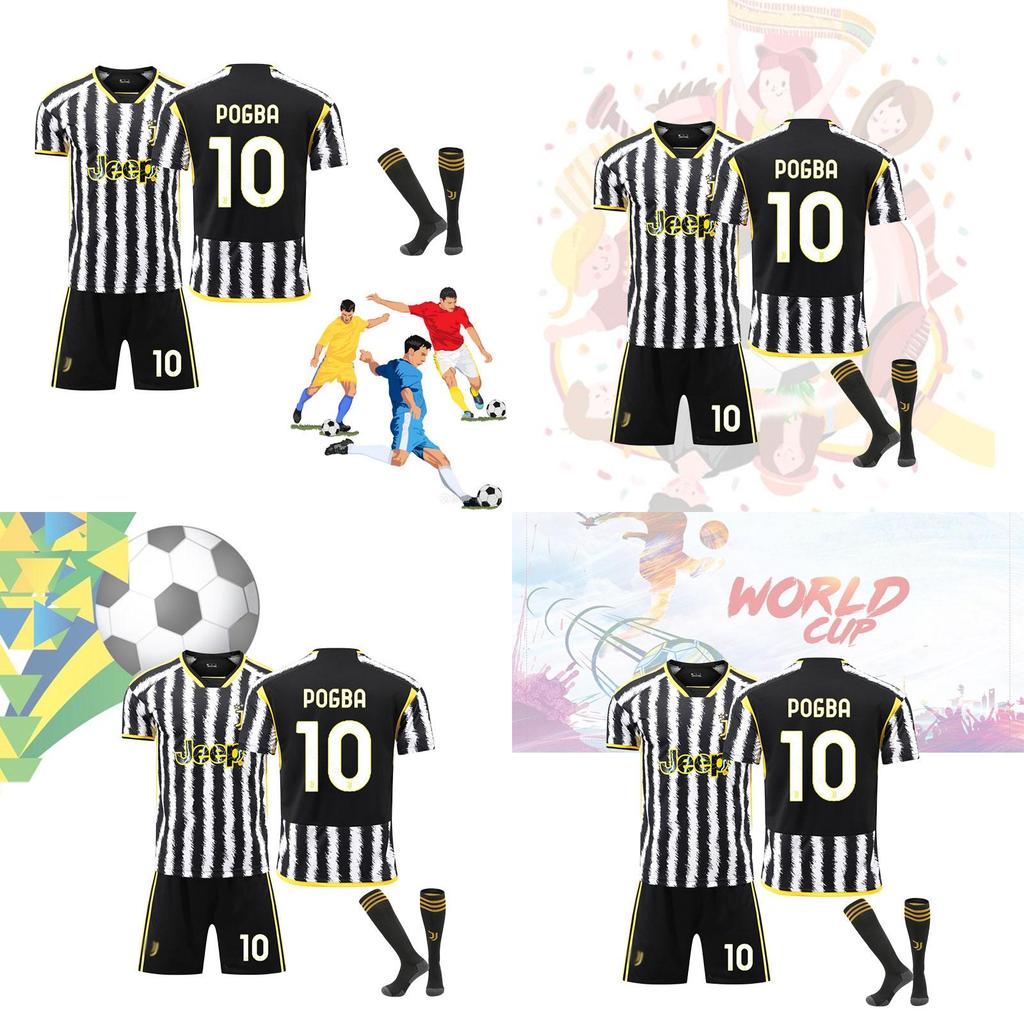 2324 Juventus Home Jersey Set With Socks 10 Polyester Fiber Fabric Children And Adult Sizes