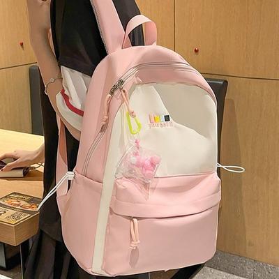 A Large Capacity Summer Backpack for Junior and Senior High School Students  Featuring A Color Blocking  Casual  Lightweight and Simple Style