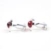 Excellent Dunhill Cufflinks  Engraved logo Round shape Silver Red Colored stone Used