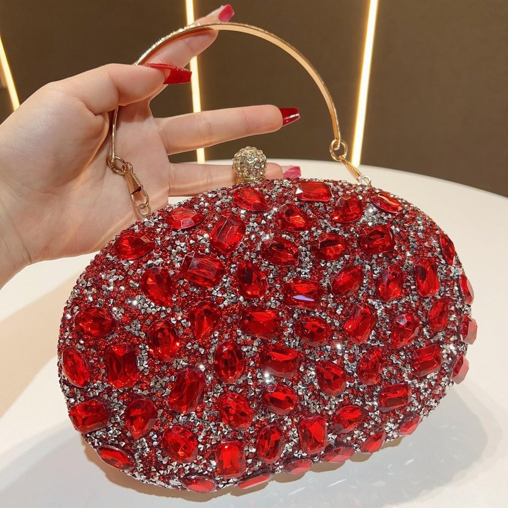 Elegant Polyester Crystal Embellished Evening Clutch For Ladies Formal Events