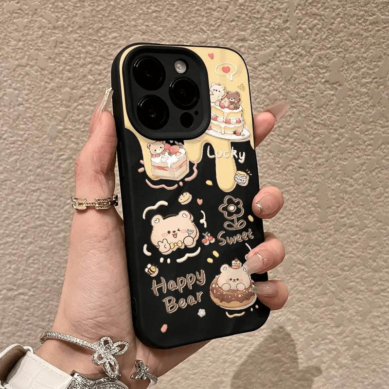 Cake Bear for IPhone 16 Phone Case for IPhone13/14/15pro Omax Anti-fall 12 All-inclusive 11 Soft