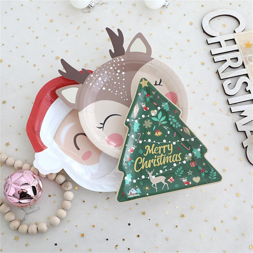Christmas Table Decorations Christmas Disposable Christmas Tree Paper Plate Rectangular For Merry Christmas Party Supplies