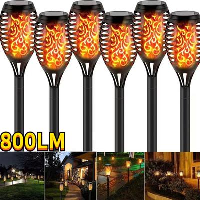 800LM LED Solar Lawn Light Flame Torcia Elettrica Esterna Lampeggiante IP65 Impermeabile Giardino Decorativo Percorso IlluminazioneFiamma Maniglia Luce Esterna Luce A Induzione