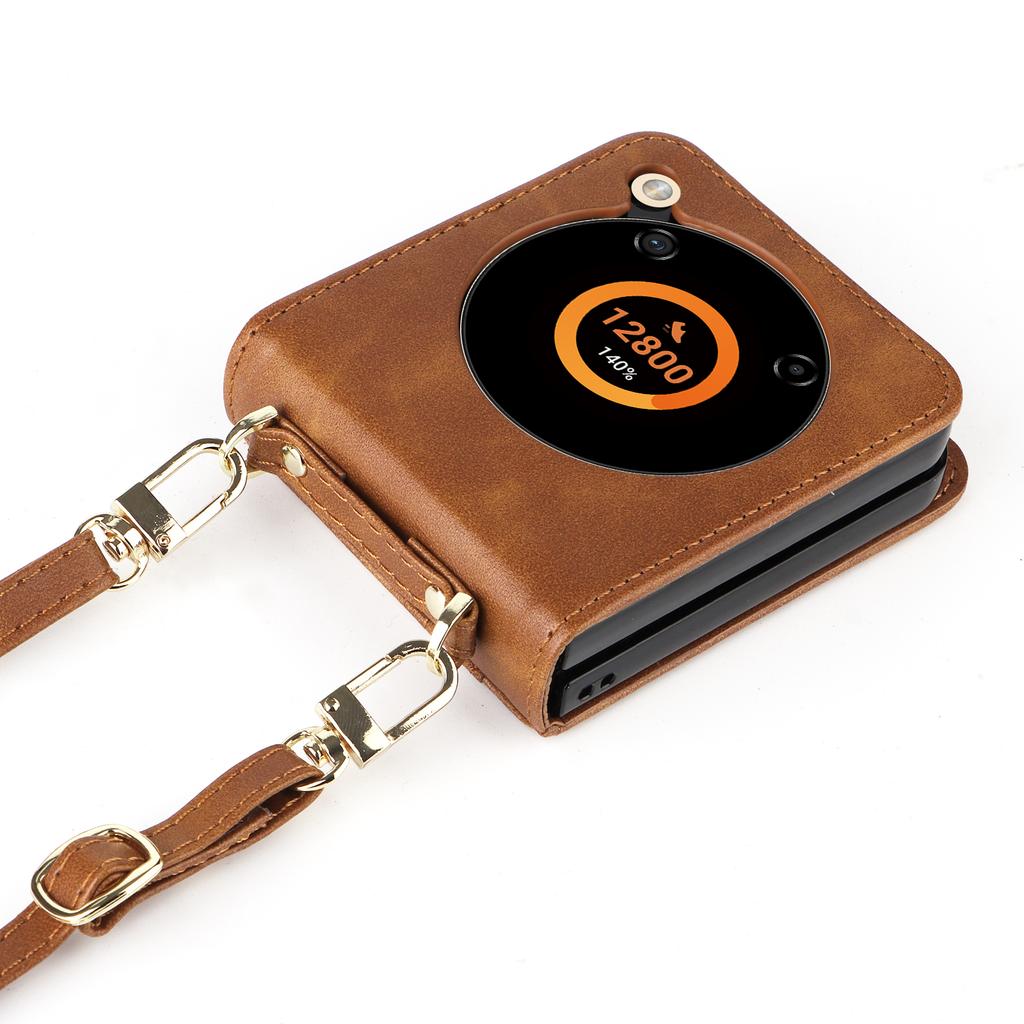 For ZTE Nubia Flip 5G/Libero Flip A304ZT Case Card Holder Leather Phone Cover with Lanyard