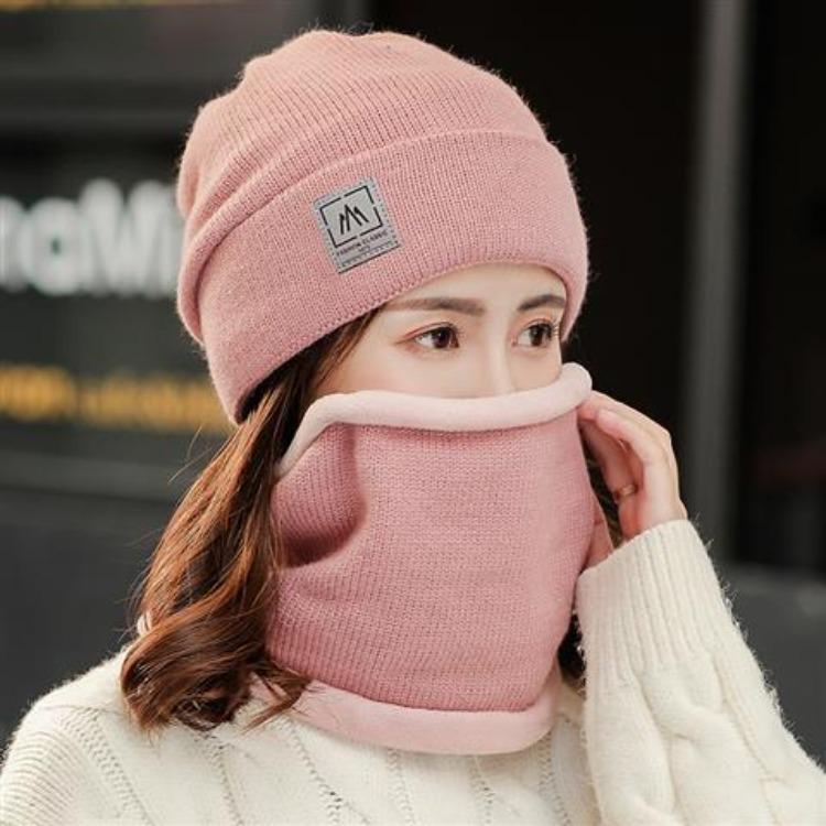 Hat Women's Winter Korean Edition Leisure Cycling Warm Anti Cold Ear Protection Women's Neck Knitted Hat Autumn and Winter