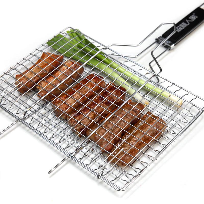 SMVP Square Fish Grilling Rack with Wooden Handle